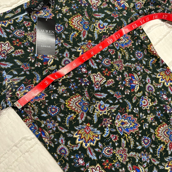 NWT Ralph Lauren Cotton Midi Dress, Pine/Multi, Small - Picture 7 of 8